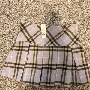 Plaid Pleated Skirt - Black and Cream